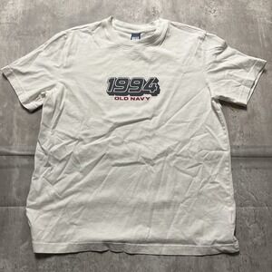 Men's Old Navy T-Shirt Size S White Blue 1994 2019 Tee American Tradition Y2K